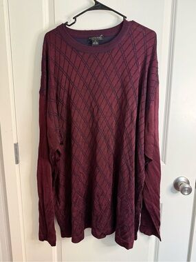 Domani Platinum 4XL Silk Blend Burgundy Argyle Sweater Plus Size